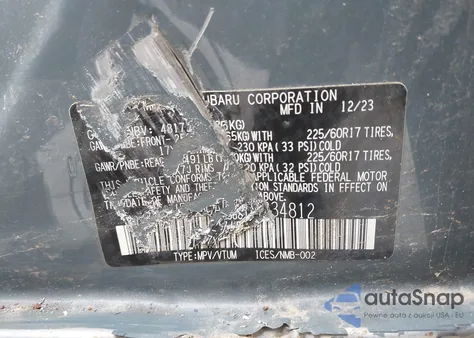 2024 Subaru Crosstrek Premium z USA, uszkodzony, nr VIN JF2GUADC1RH334812